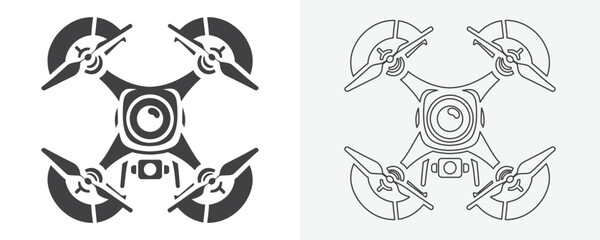 Naklejka premium Drone black icon. Vector drone icon black design. drone icon symbol design drone icon or logo isolated sign symbol vector illustration black drone on white background vector art