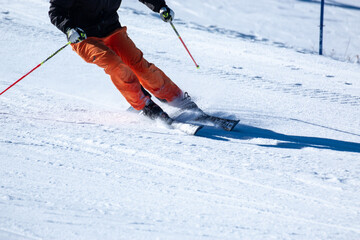 winter snow sports skiing on snowy slopes for winter - 732344167