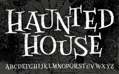 Halloween Font. Haunted, creepy and scary typeface with a rough print texture.