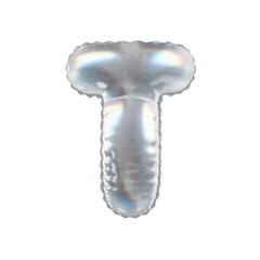 3D Balloon Letter T in Caustic glass hexagon Pattern