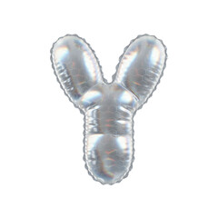 3D Balloon Letter Y in Caustic glass hexagon Pattern