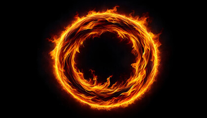 A vivid and swirling inferno circle, set against a pure black background, ideal for themes of passion, danger, or energy.
Generative AI.