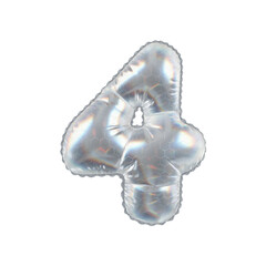 3D Balloon Number 4 in Caustic glass hexagon Pattern