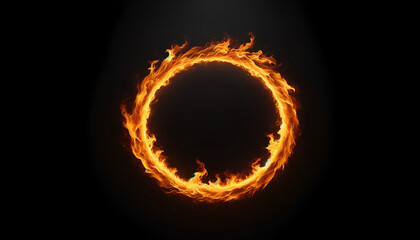 Dynamic ring of fire against a stark black backdrop, capturing the raw power of flame in motion for bold visual projects.
Generative AI. - obrazy, fototapety, plakaty