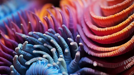 Zelfklevend Fotobehang Close up detail of the spiraling colors of a tube worm © Tahir