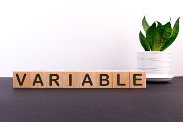 VARIABLE word made with building blocks on a light background