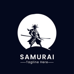Vector samurai moon logo design illustration