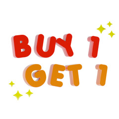 buy 1 get 1 shopping text 3d icon