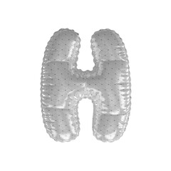 3D Balloon Letter H in Hexagonal Diamond glossy white
