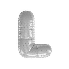 3D Balloon Letter L in Hexagonal Diamond glossy white
