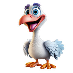 Dodo Bird cartoon character on transparent Background