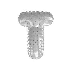 3D Balloon Letter T in Hexagonal Diamond glossy white
