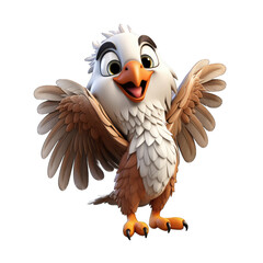 Eagle cartoon character on transparent Background