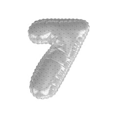 3D Balloon Number 7 in Hexagonal Diamond glossy white
