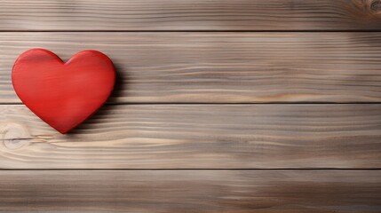 Heart on a wooden table. Valentines Day greeting card