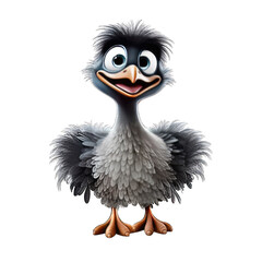 Emu cartoon character on transparent Background