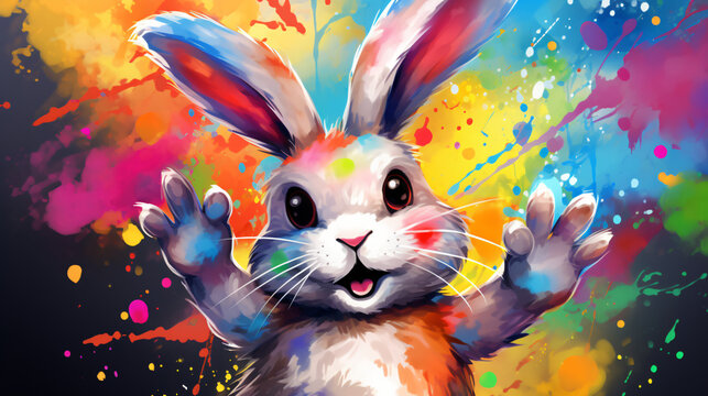 Happy cartoon Easter bunny