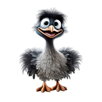 recommend clip art: Emu cartoon character on transparent Background