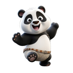 Naklejka premium Giant Panda cartoon character on transparent Background