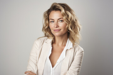 Obraz premium Confident business woman portrait in professional attire. Corporate leadership and confidence.