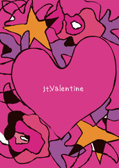 Background for Valentine's Day. An image of imported sweets with rough drawings and flashy colors. Can be used for cute and pop wrapping paper, etc.