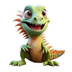 Fototapeta premium Iguana cartoon character on transparent Background