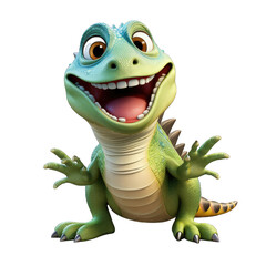Fototapeta premium Iguana cartoon character on transparent Background