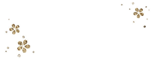 かわいい金ラメの桜の花と白背景のバナー、ヘッダーデザイン