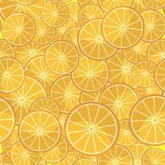 Vector Fresh Orange Sliced Seamless with Circle Orange Juicy Background. Tropical Sweet Fruit Texture.