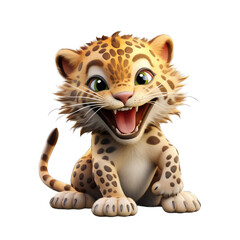 Jaguar cartoon character on transparent Background