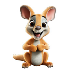 Fototapeta premium Kangaroo cartoon character on transparent Background