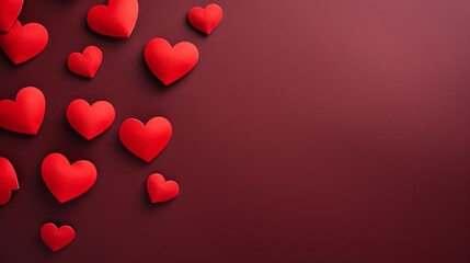 Red hearts on a colored background