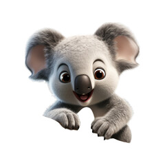 Koala cartoon character on transparent Background