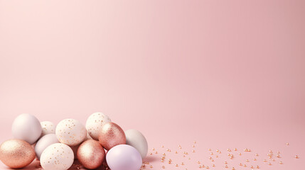 Naklejka na ściany i meble Happy Easter with bunny and color eggs