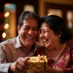 Photo of parents happy after receiving a gift