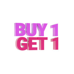 buy 1 get 1 shopping text 3d icon