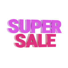 super sale shopping text 3d icon