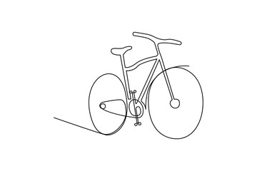 Single-line continuous bicycle drawing vector art and one-line outline bicycle illustration
