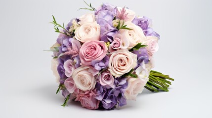 Wedding bouquet isolated on white. Fresh, lush bouquet of colorful flowers. large bouquet of multicolored flowers of different species