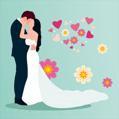 illustrations couple wedding