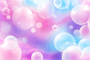 Abstract Pink and Blue Bubbles Background with Sparkles