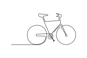 Single-line continuous bicycle drawing vector art and one-line outline bicycle illustration
