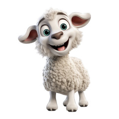 Sheep cartoon character on transparent Background