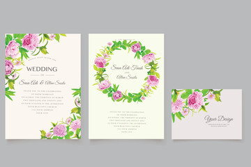 watercolor peonies background and wreath background illustration