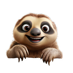 Fototapeta premium Sloth cartoon character on transparent Background