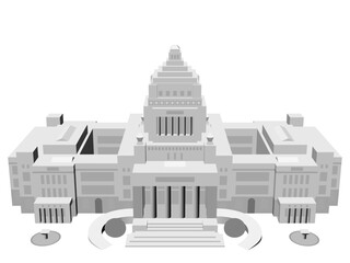  デフォルメした白い国会議事堂　日本　ベクターイラストレーション