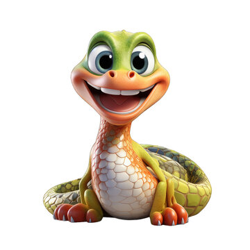 Snake cartoon character on transparent Background