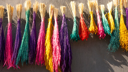 Colored Dry Plants Hanged To Be Dried in a Village of Western Anatolia, Turkey