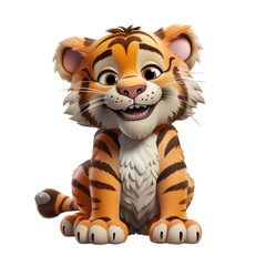 Tiger cartoon character on transparent Background
