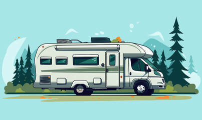 recreational vehicle vector flat minimalistic isolated illustration